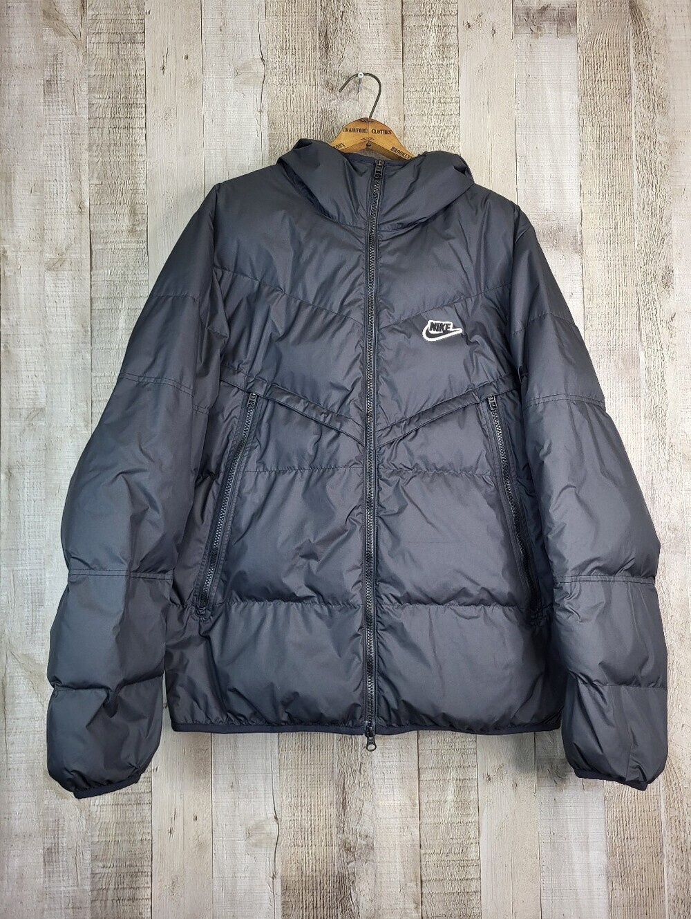 Nike Black Windrunner Down Jacket. Mens Size Medium. Black Puffer Coat.